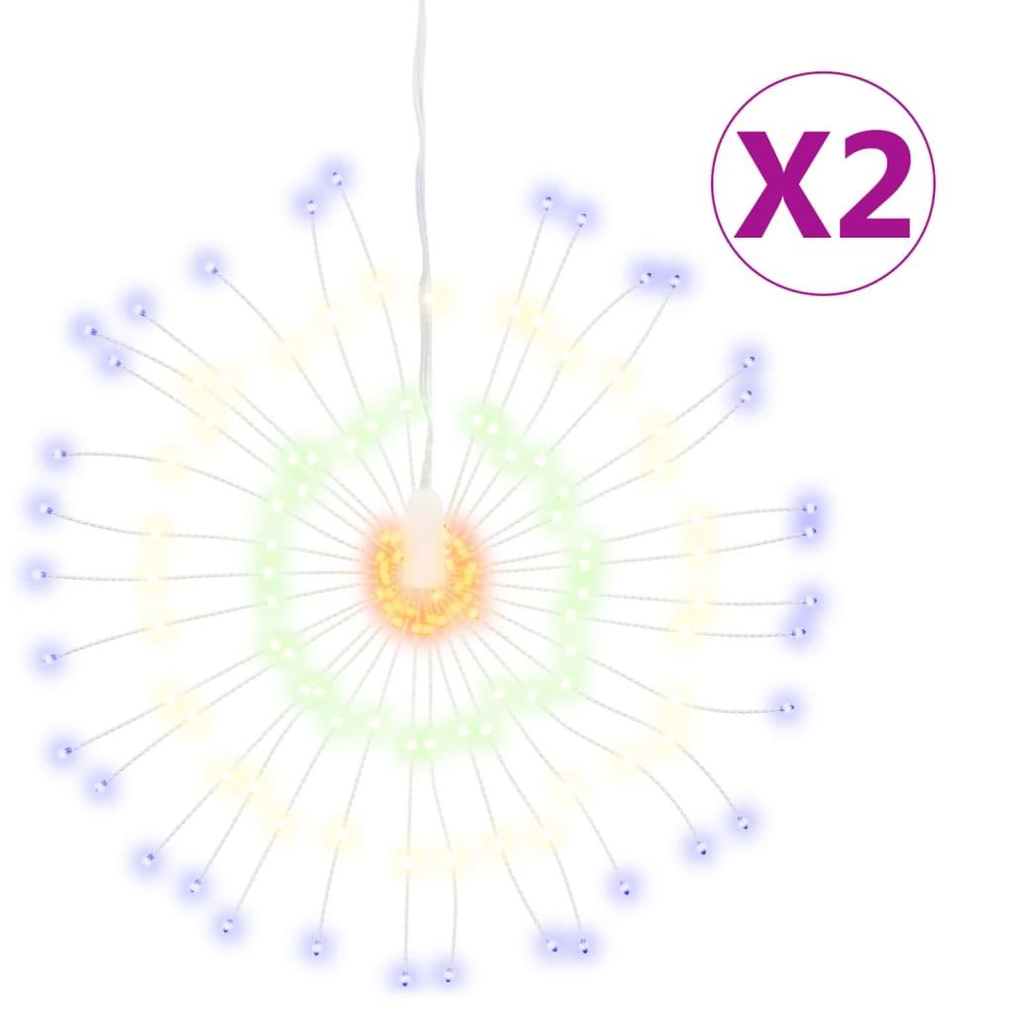 Voir la diapositive 2 : VIDAXL Etoile rayonnante de Noël 140 LED 2 pcs multicolore 17 cm