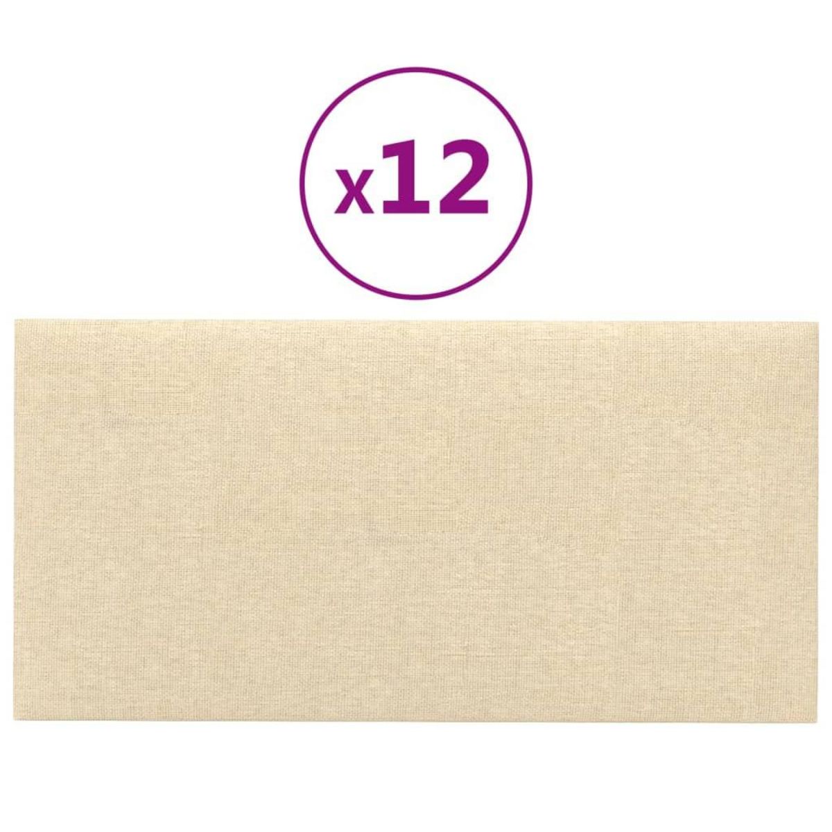 VIDAXL Panneaux muraux 12 pcs Creme 30x15 cm Tissu 0,54 m²