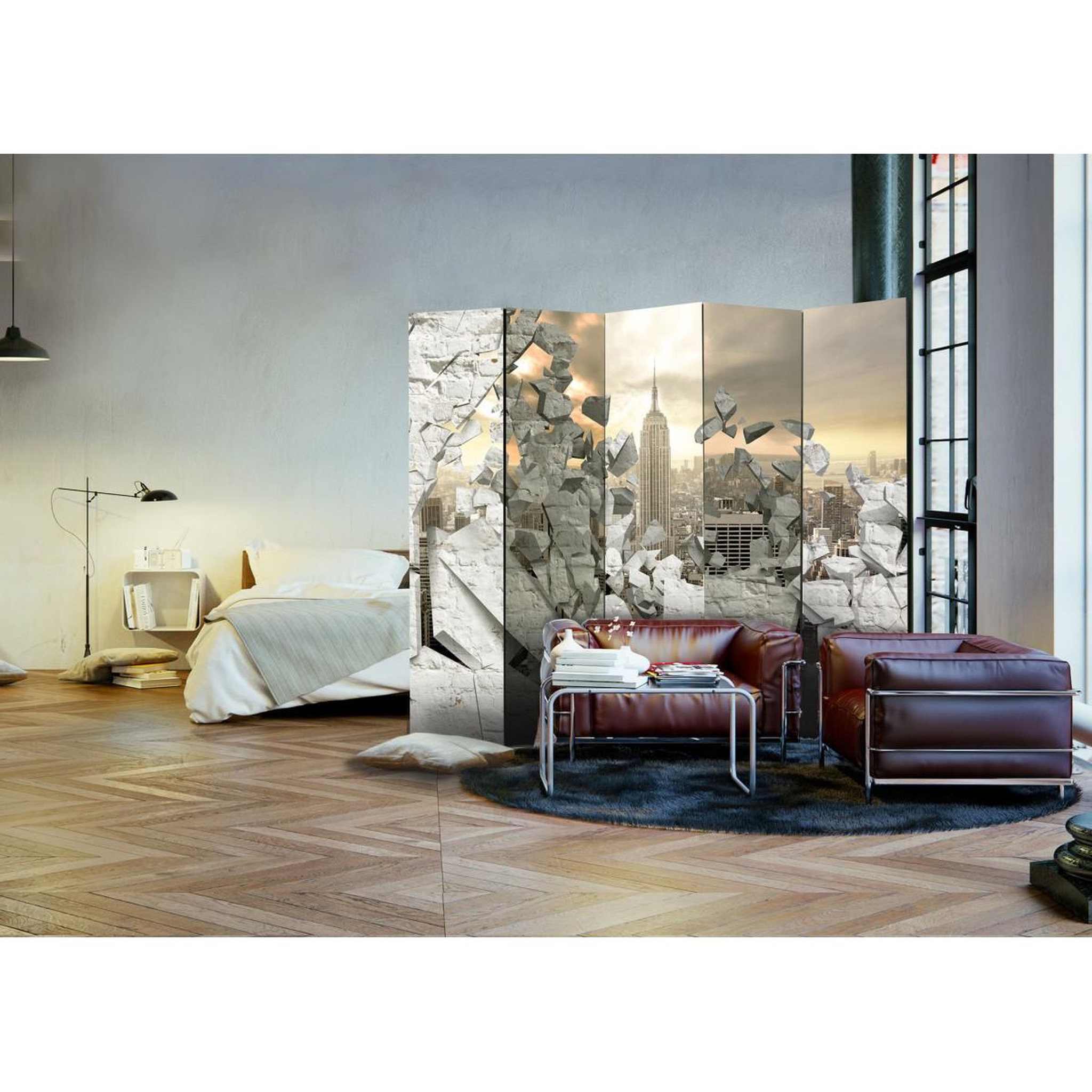 Voir la diapositive 2 : Paris Prix Paravent 5 volets  city behind the wall  172x225cm
