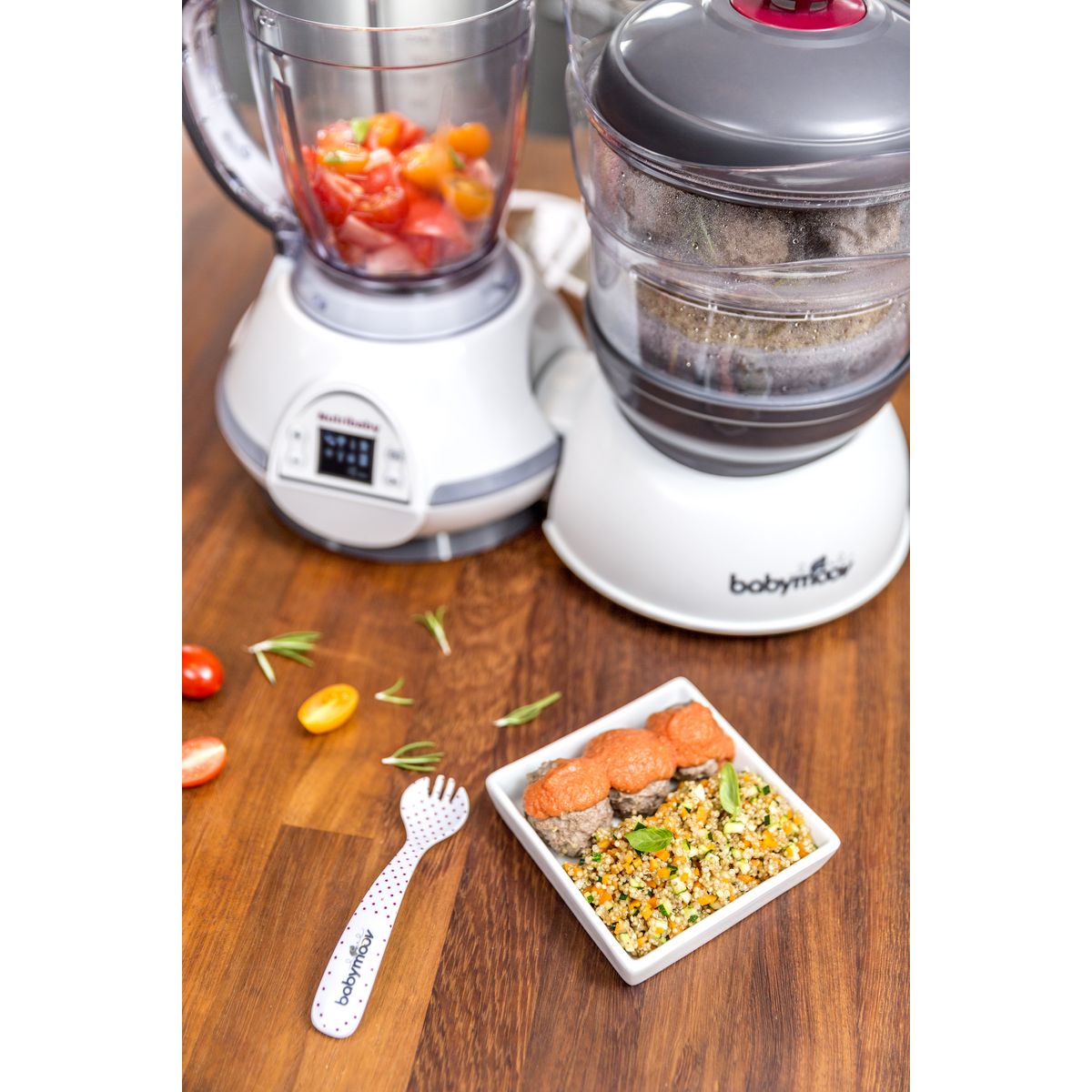 BABYMOOV Robot cuiseur, vapeur mixeur Nutribaby Classic - Cerise