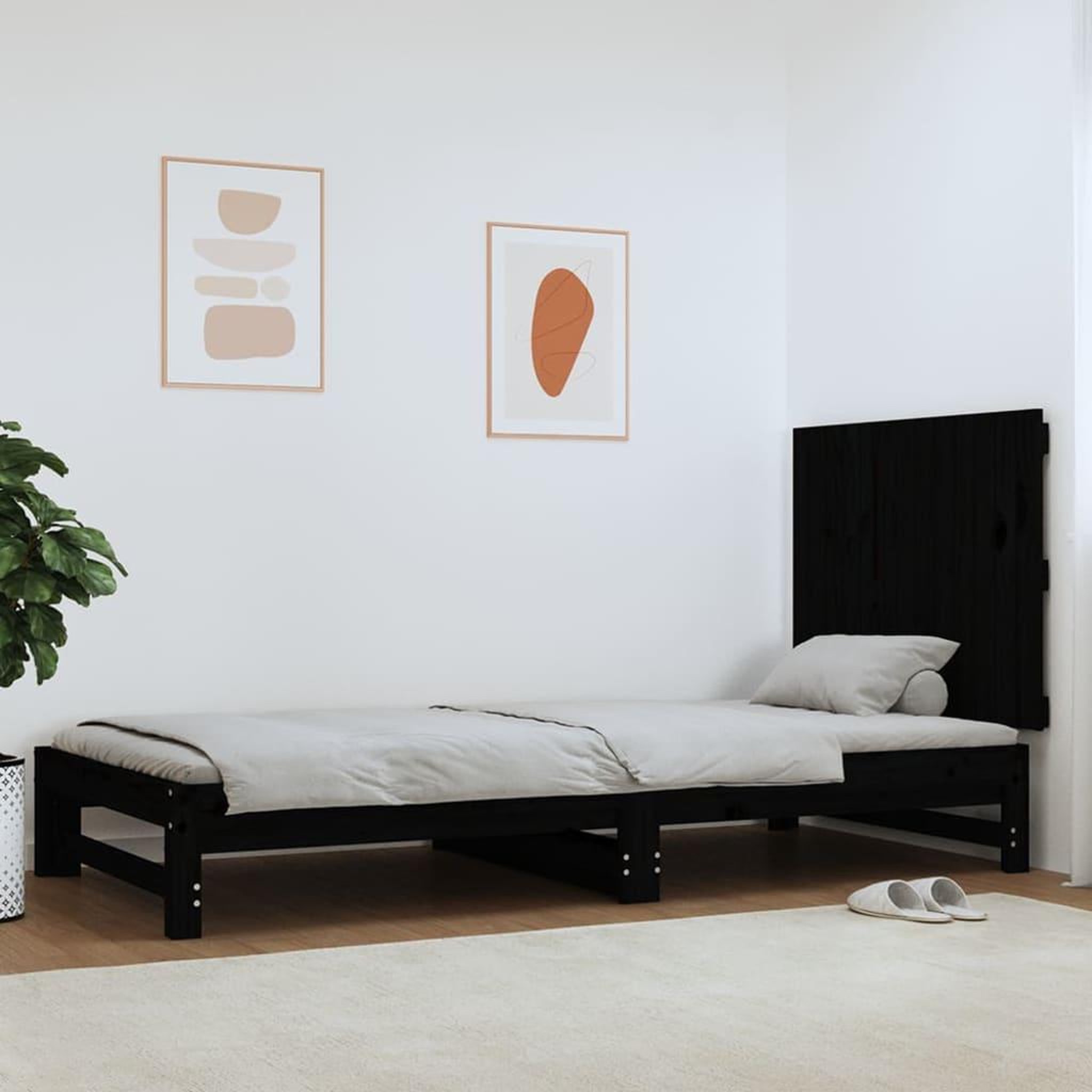 Voir la diapositive 1 : VIDAXL Tete de lit murale Noir 82,5x3x60 cm Bois massif de pin