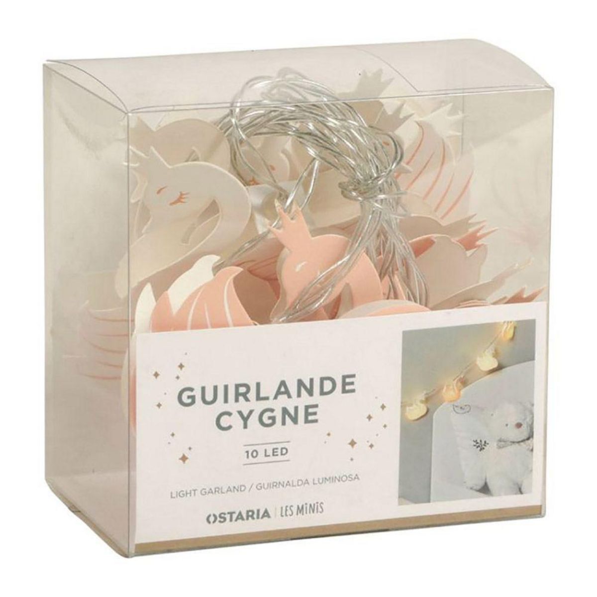 OSTARIA Guirlande LED cygne rose