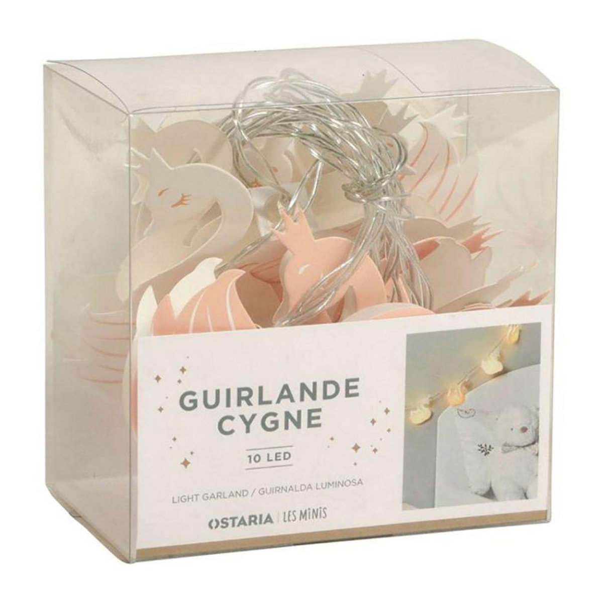 OSTARIA Guirlande LED cygne rose