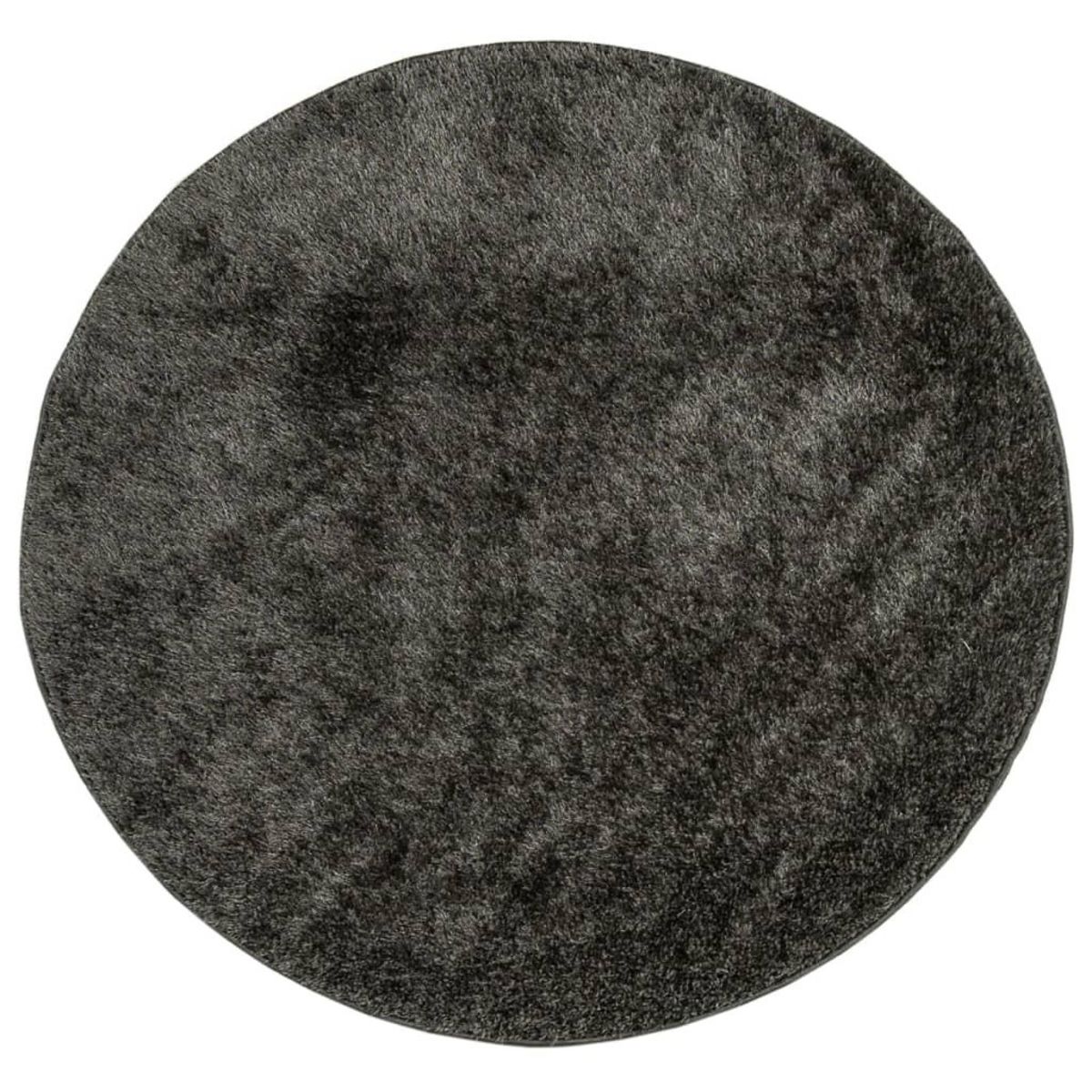 VIDAXL Tapis ISTAN a poils longs aspect brillant anthracite Ø 120 cm