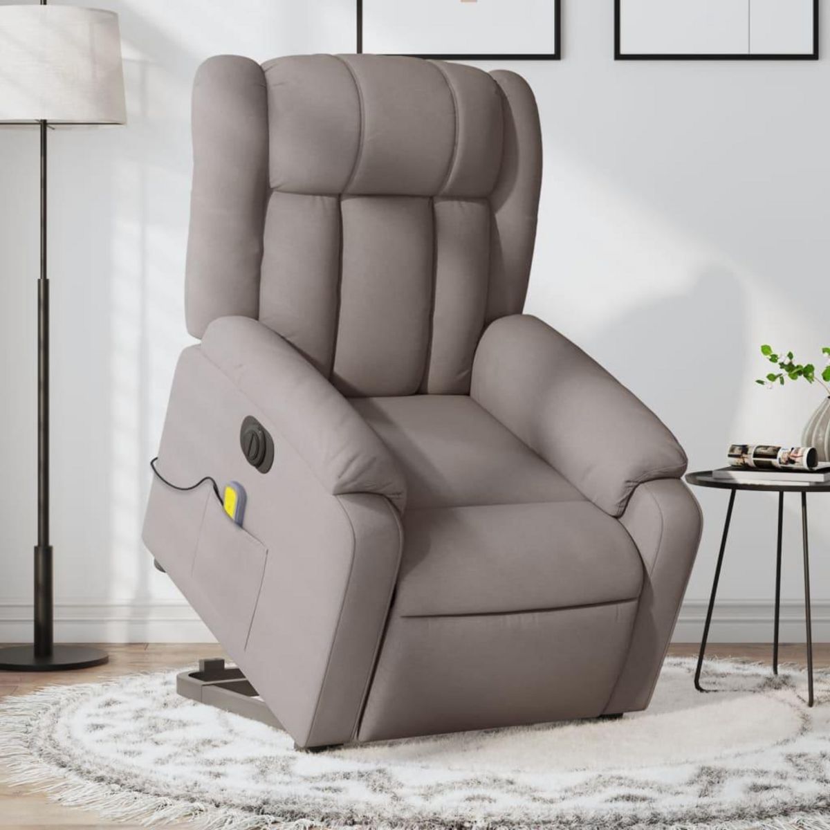 VIDAXL Fauteuil inclinable de massage electrique Taupe Tissu