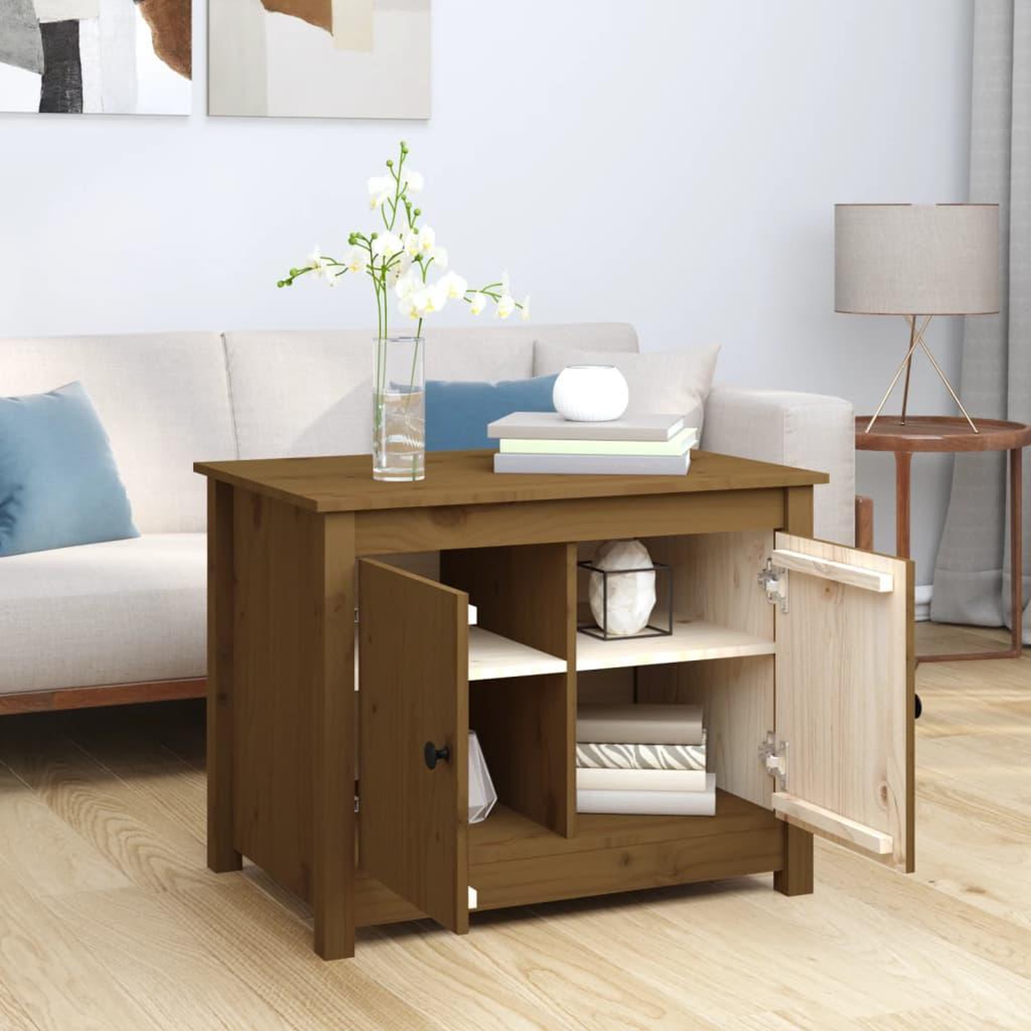 Voir la diapositive 3 : VIDAXL Table basse Marron miel 71x49x55 cm Bois massif de pin