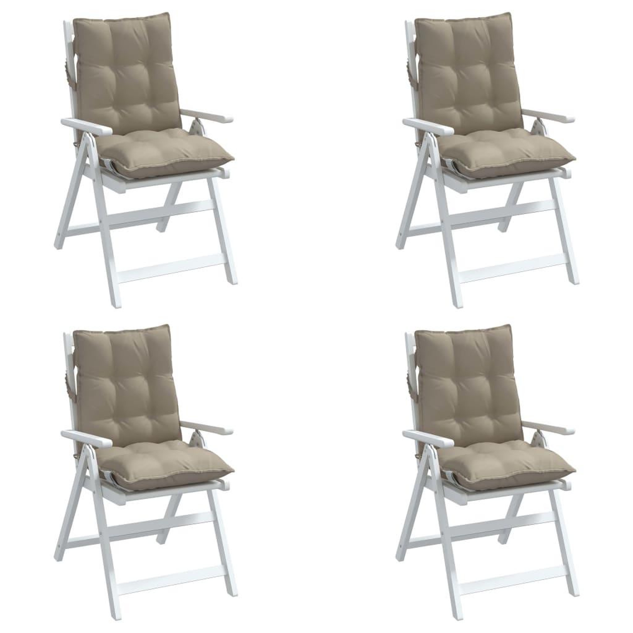 Voir la diapositive 4 : VIDAXL Coussins de chaise a dossier bas lot de 4 taupe tissu oxford