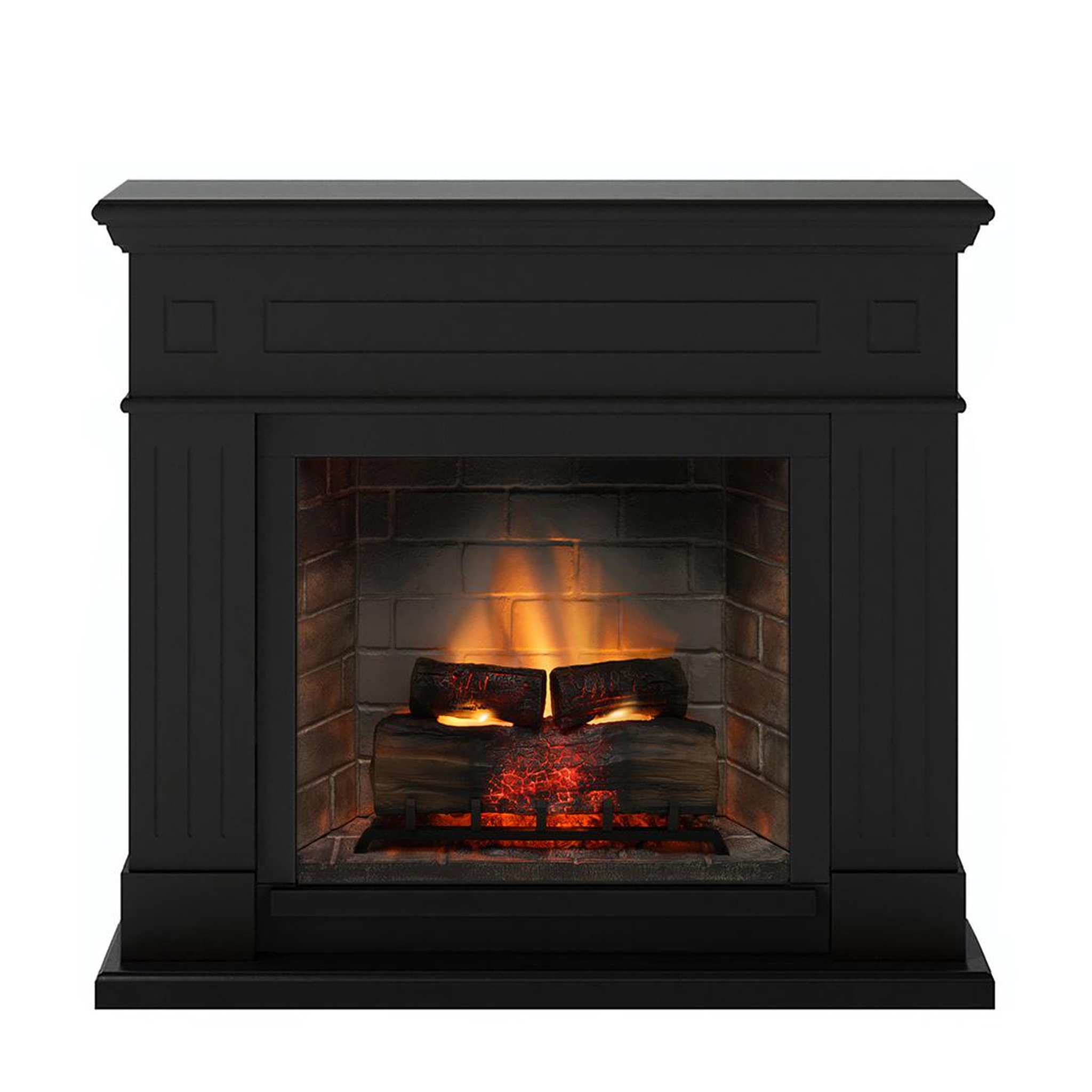 CENTRALE BRICO Cheminée électrique connectée 1400W - LARSEN Powerflame 2 - effets flammes 3D et crépitement - Noir