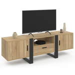 ID MARKET Meuble TV 160 cm PHOENIX avec rangements bois et noir