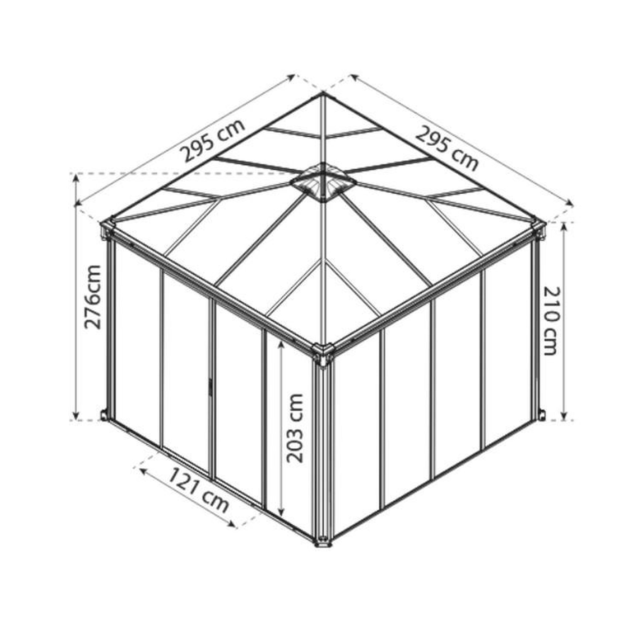 Voir la diapositive 2 : Palram Gazebo tonnelle fermée 8.6m² gris anthracite - 704744