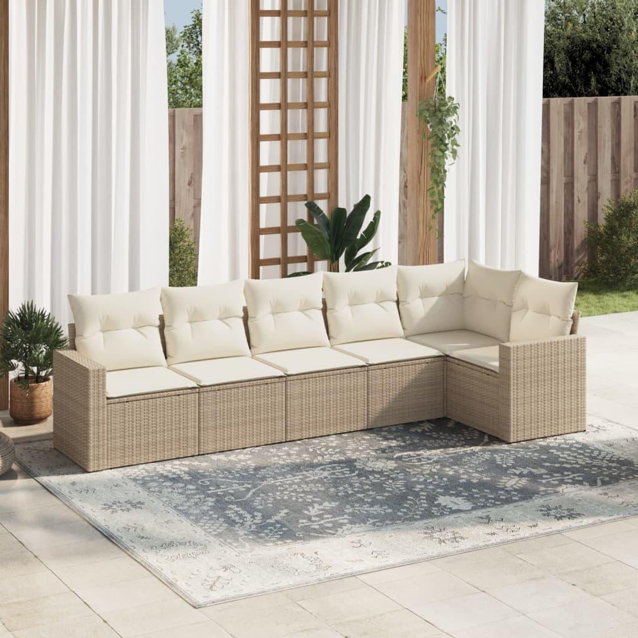 VIDAXL Salon de jardin avec coussins 6 pcs beige resine tressee