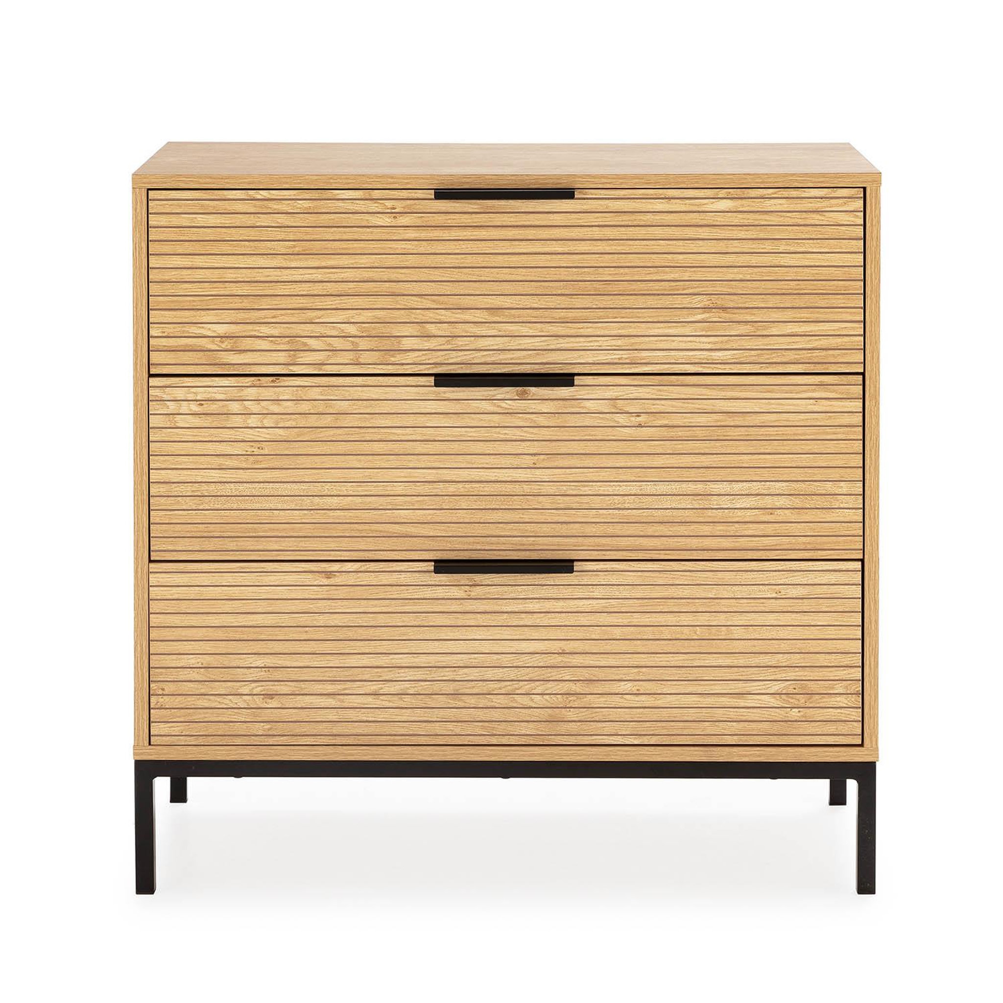 Voir la diapositive 4 : VS VENTA-STOCK Commode Monica 3 tiroirs couleur Bois