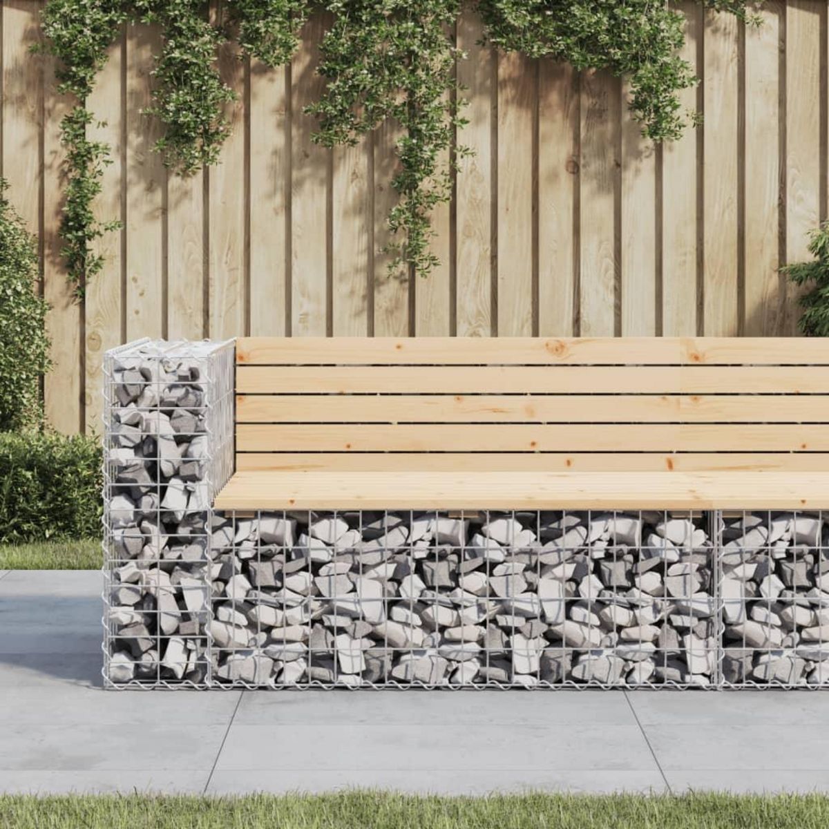 VIDAXL Banc de jardin design gabion 122x71x65,5 cm bois massif de pin