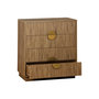 Voir la diapositive 5 : SWEEEK Commode 4 tiroirs décor bois de manguier rainuré. poignées en métal doré. L80 x P40 x H85cm