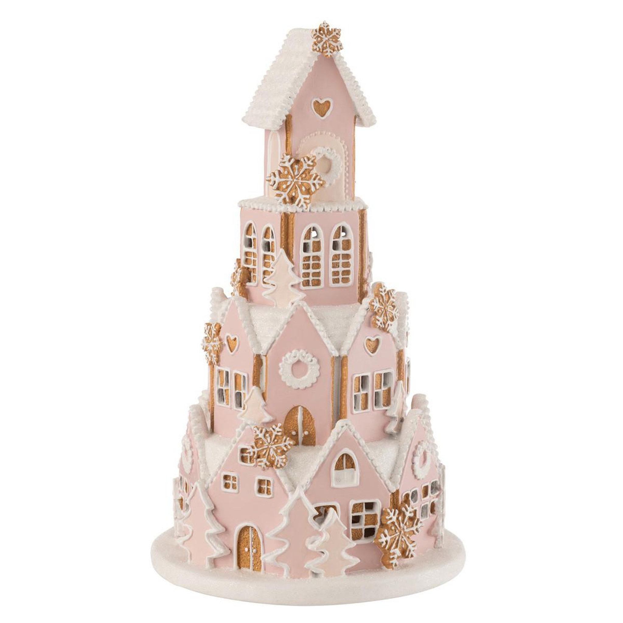 J-LINE Maison pain d'épice déco  rosie  42cm rose