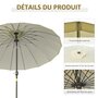 OUTSUNNY Parasol inclinable rond avec manivelle métal fibre de verre Ø 2,55 m polyester haute densité beige