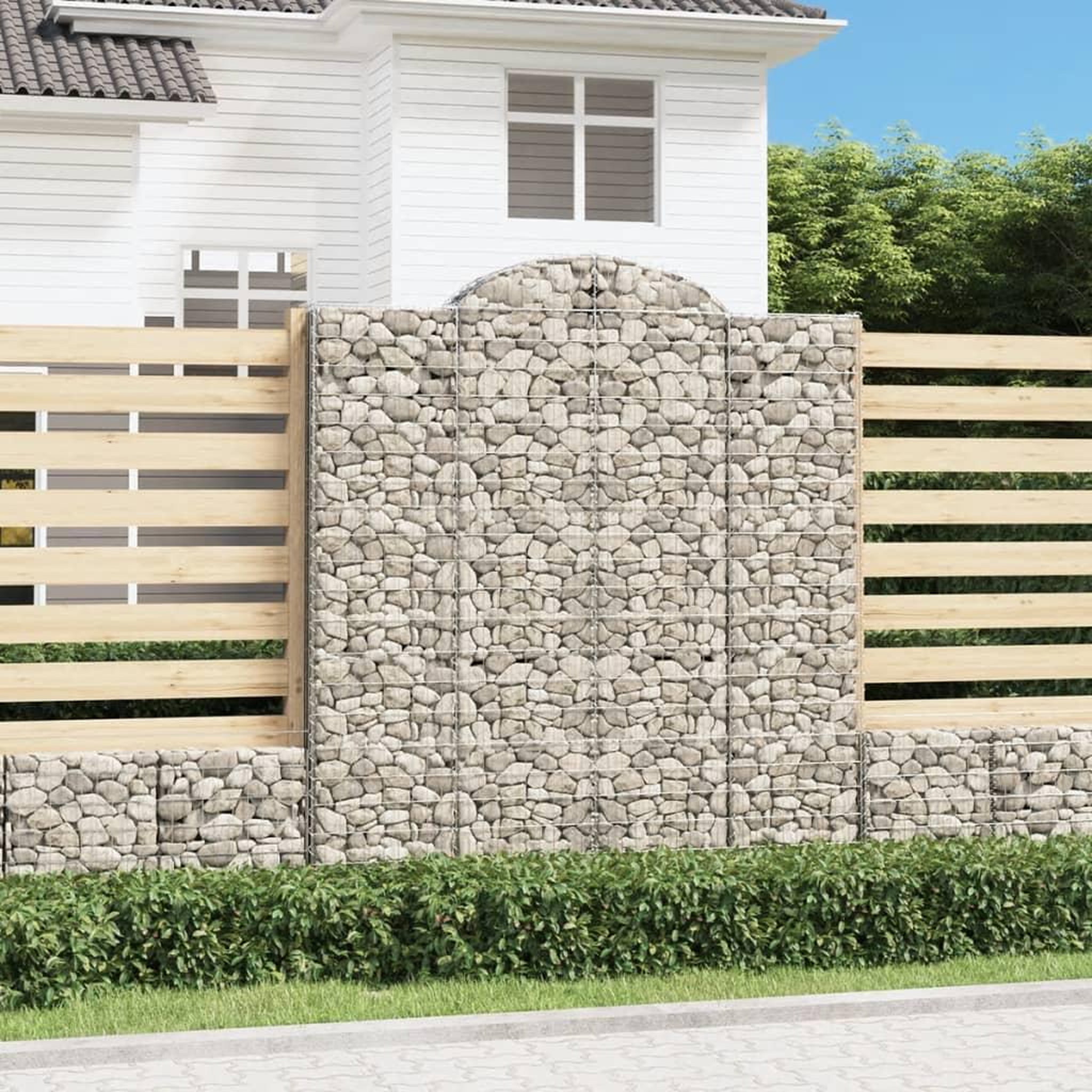 VIDAXL Paniers a gabions arques 3 pcs 200x50x220/240 cm Fer galvanise