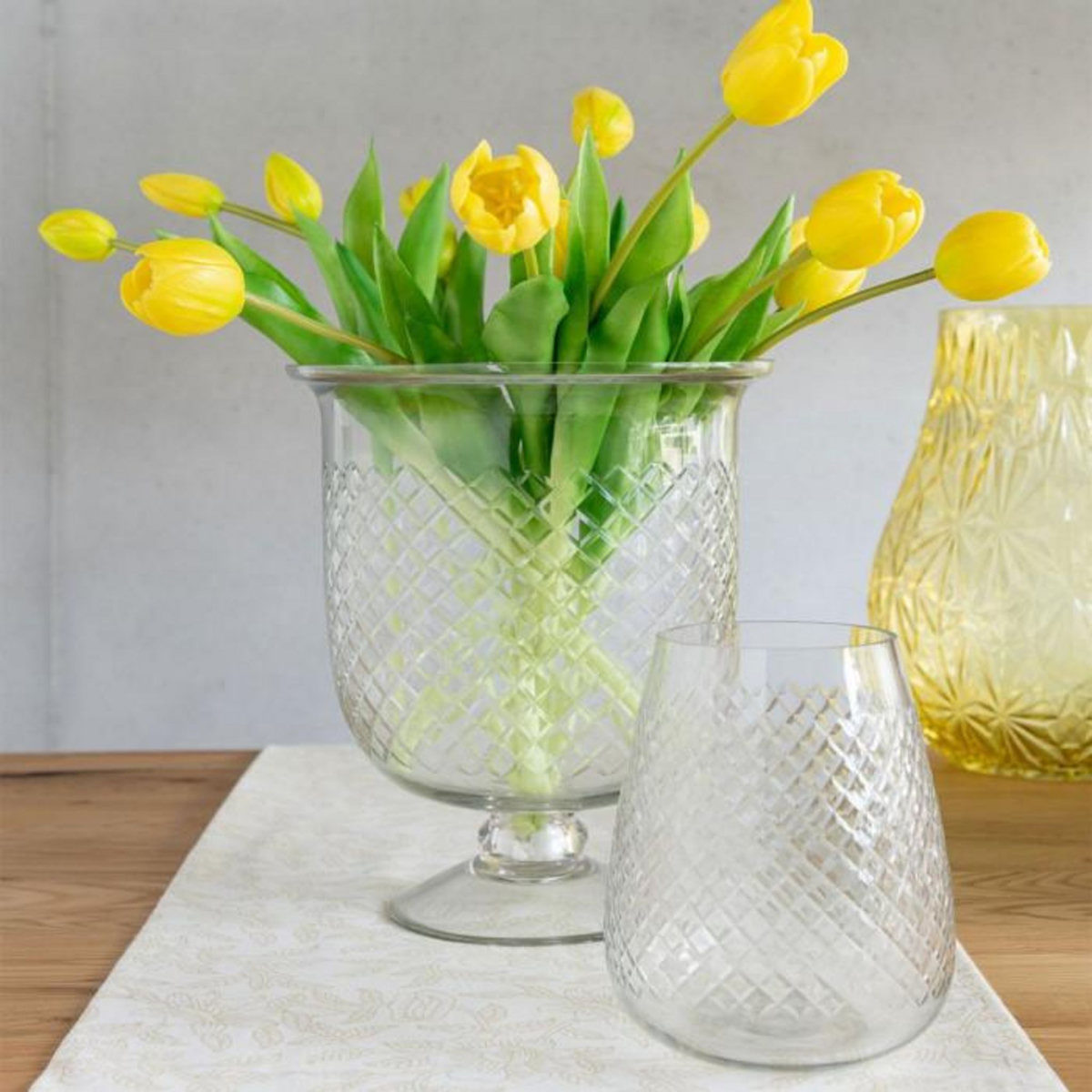 Paris Prix Vase en Verre Carreaux  Anastasia  31cm Transparent