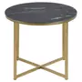 TOILINUX Table d'appoint ronde en verre et métal - Noir