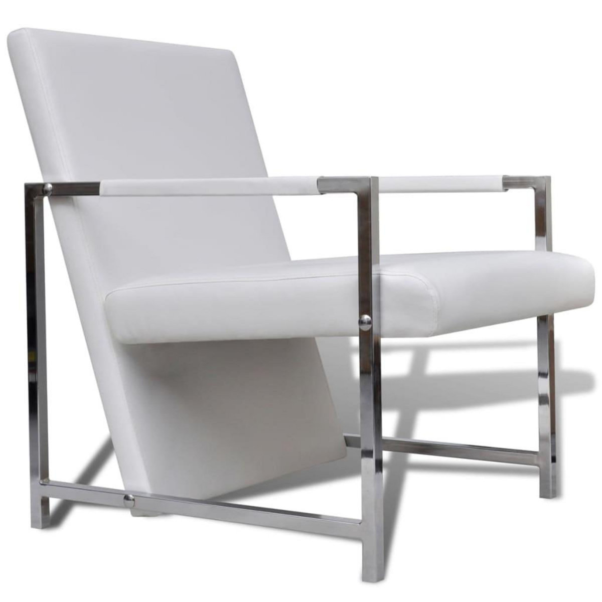 VIDAXL Fauteuil avec pieds chromes Blanc Similicuir