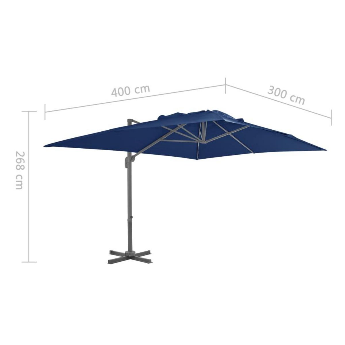 VIDAXL Parasol de jardin en porte-a-faux et mat en aluminium bleu azur