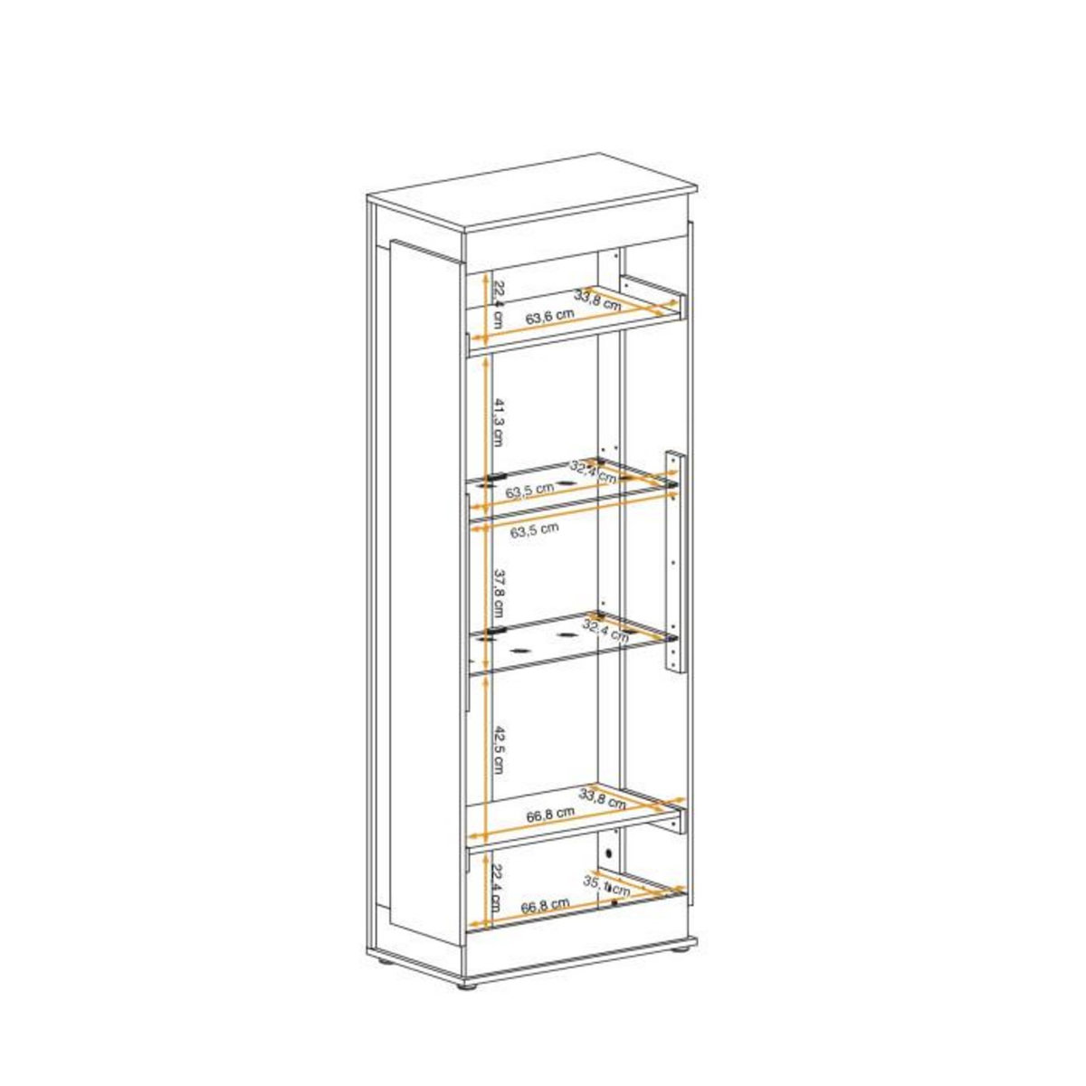 Paris Prix Vitrine à Led 4 Niveaux  Berlin  191cm Gris & Naturel