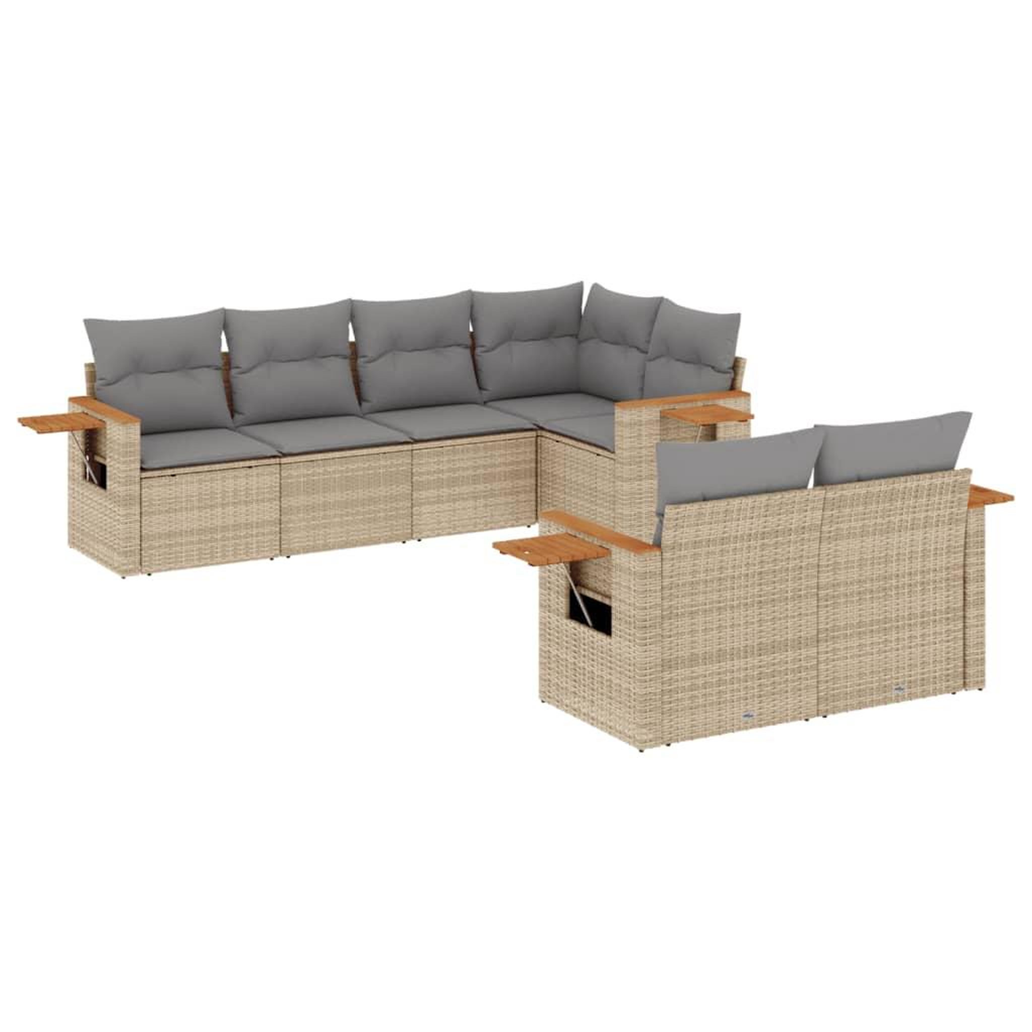 Voir la diapositive 2 : VIDAXL Salon de jardin avec coussins 7 pcs beige resine tressee