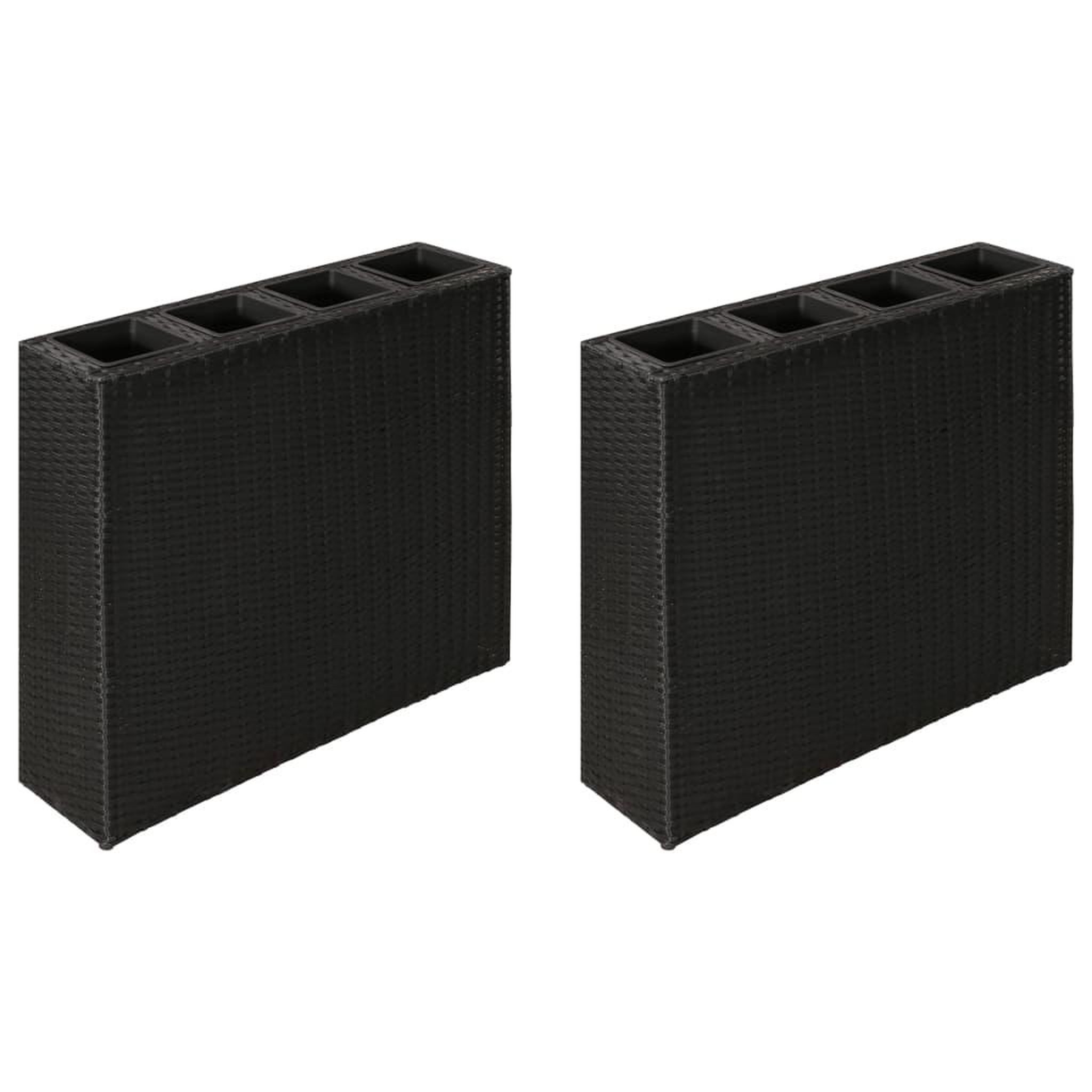 Voir la diapositive 1 : VIDAXL Lits sureleves de jardin avec 4 pots 2 pcs Resine tressee Noir