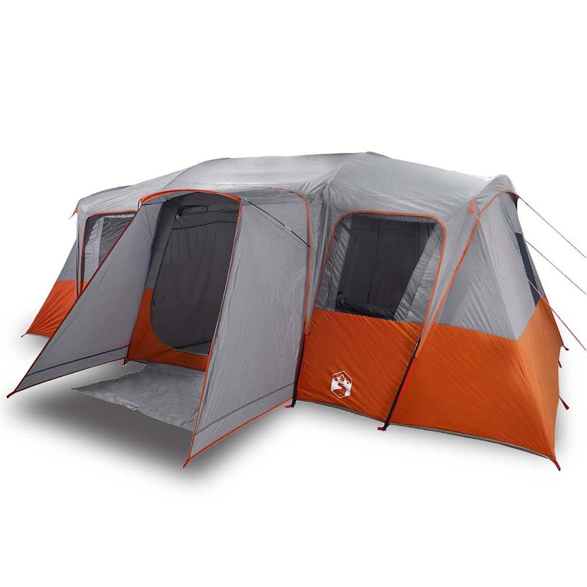 Voir la diapositive 2 : VIDAXL Tente familiale tunnel 16 personnes gris impermeable