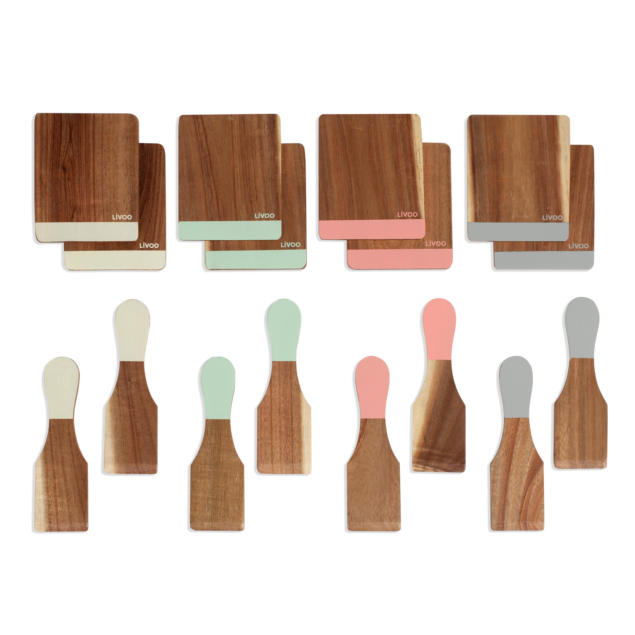 LIVOO Set 8 spatules + 8 planchettes bois - men427