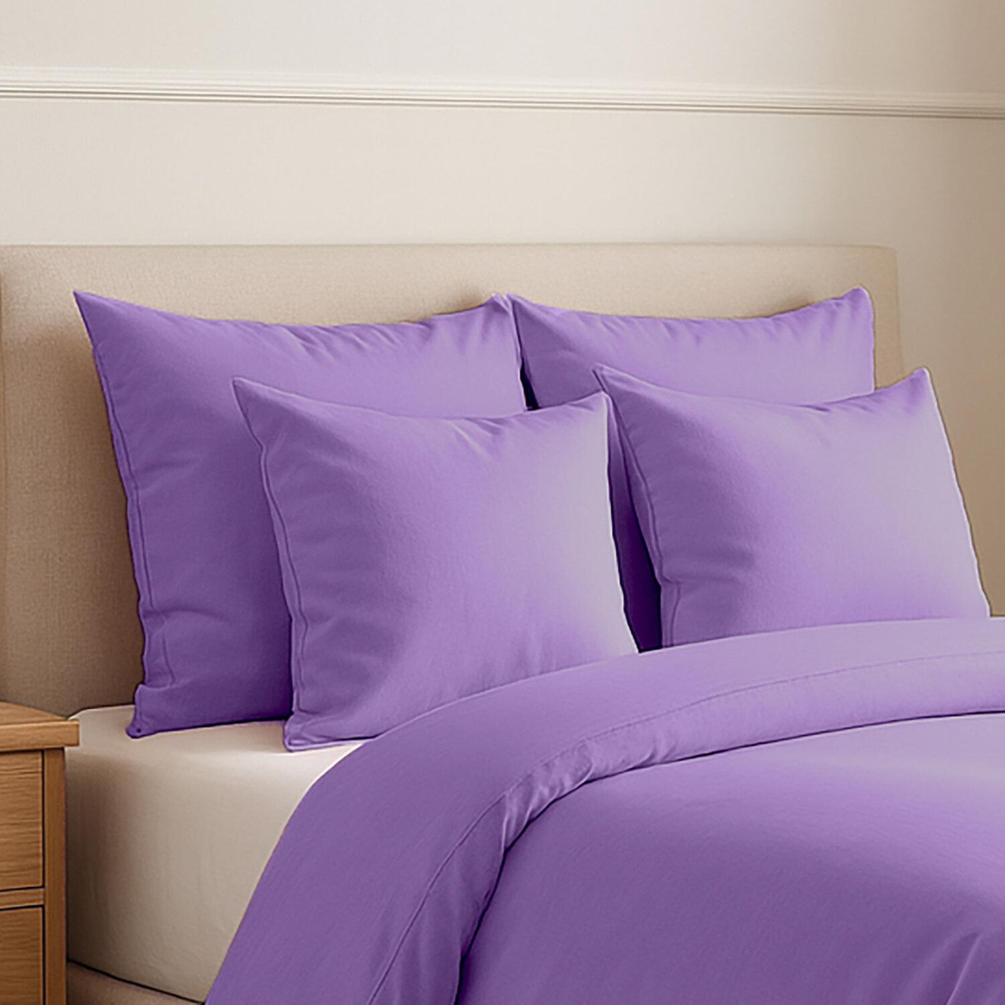 Voir la diapositive 3 : Les Ateliers du Linge Housse de couette 220x240 coton 57 fils prune violet