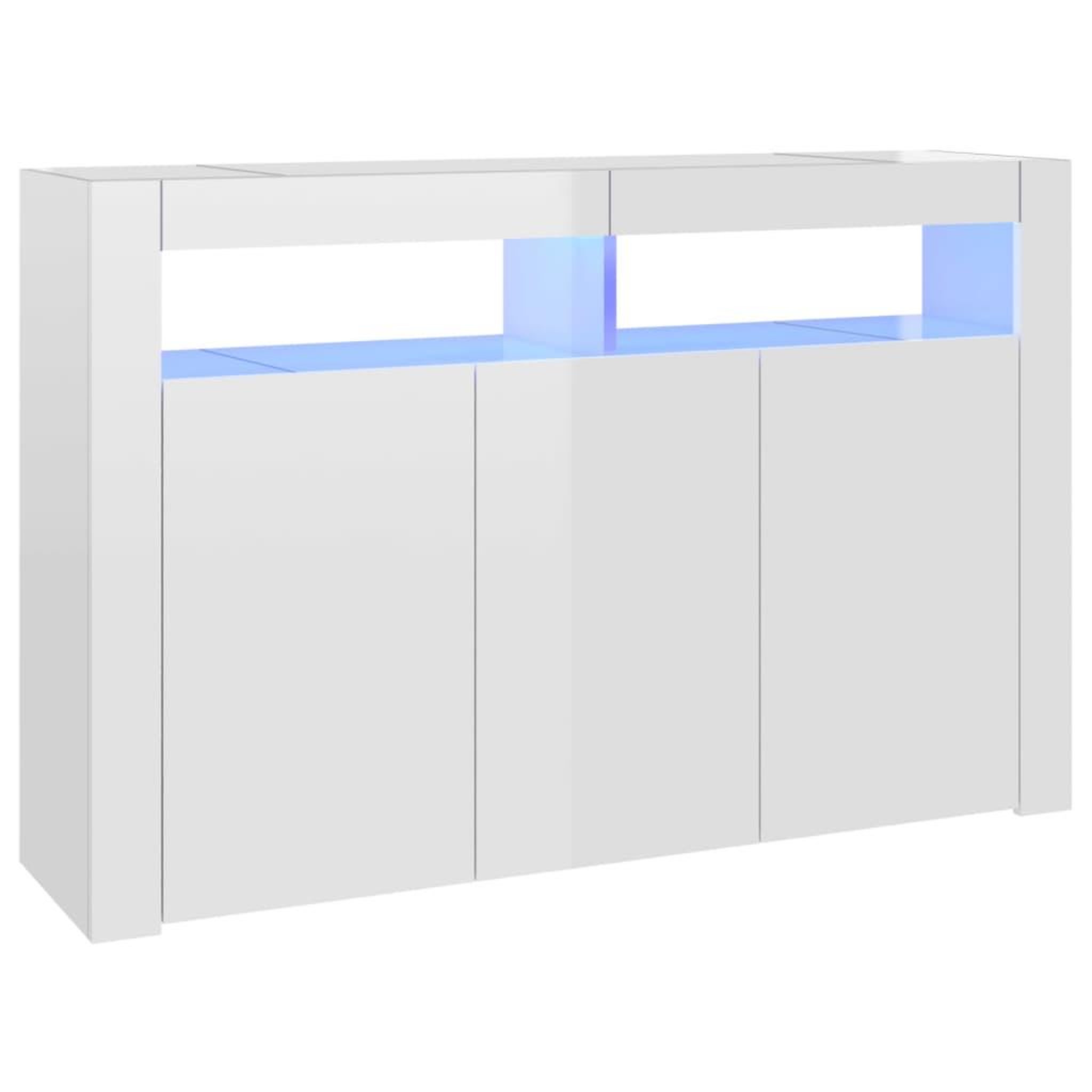 Voir la diapositive 2 : VIDAXL Buffet avec lumieres LED blanc brillant 115,5x30x75 cm
