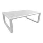 Proloisirs Table basse - TONIO - Aluminium époxy - Lattes - Blanc - 120x80
