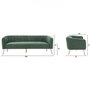 Voir la diapositive 4 : MARKET24 Canapé 3 places - Velours vert - L 207 x P 87 x H 77 cm - MATHIS - Structure bois massif