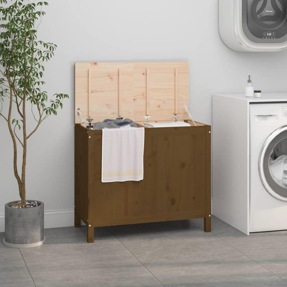 VIDAXL Boîte a linge Marron miel 88,5x44x76 cm Bois massif de pin