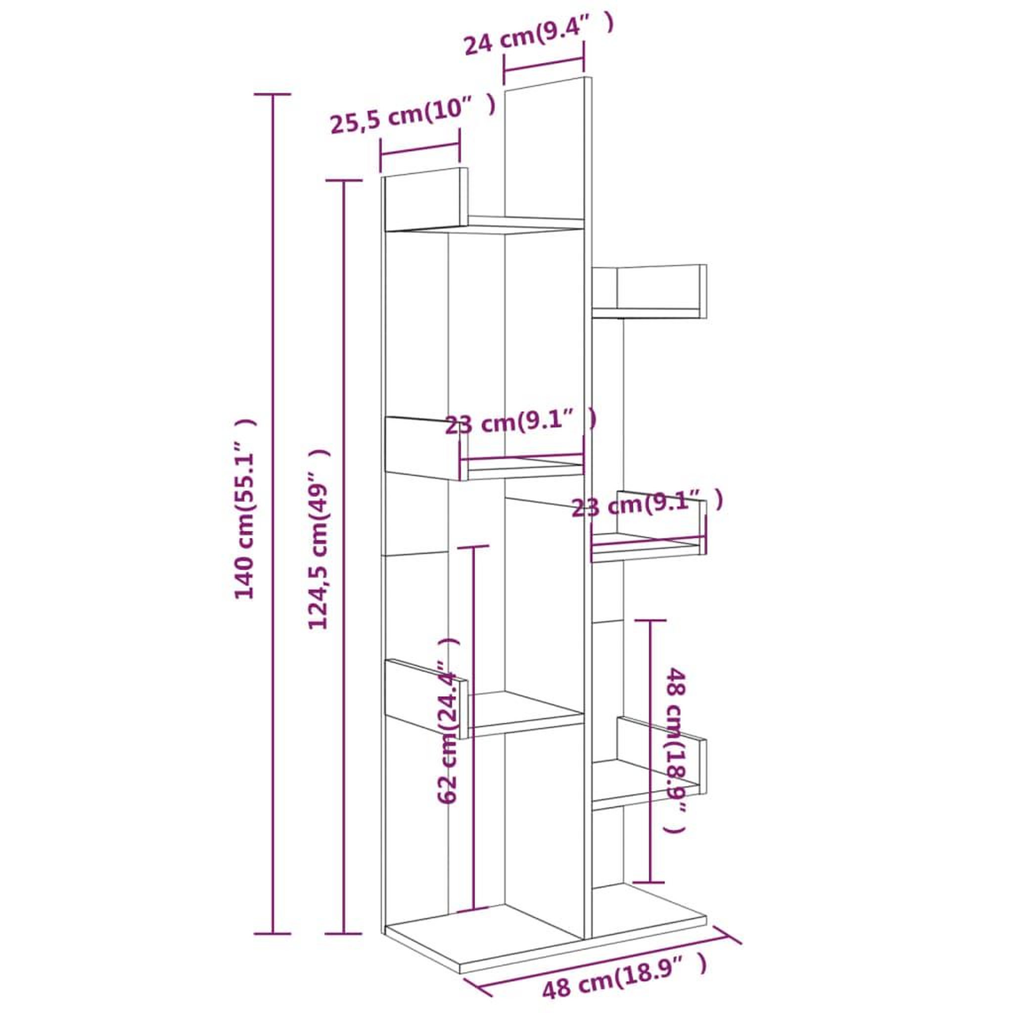 Voir la diapositive 6 : VIDAXL Bibliotheque 48x25,5x140 cm Sonoma gris Bois d'ingenierie