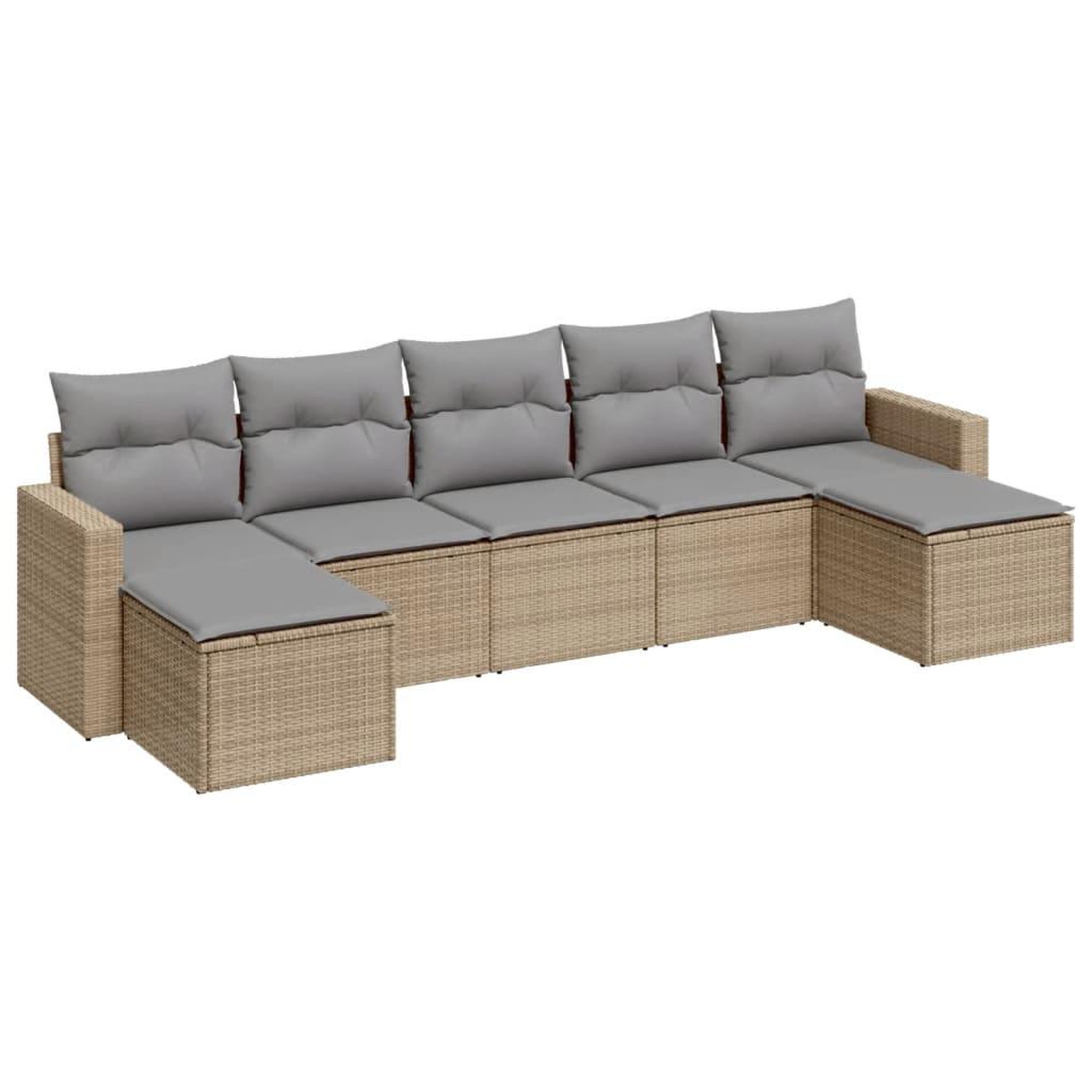 Voir la diapositive 2 : VIDAXL Salon de jardin avec coussins 7 pcs beige resine tressee