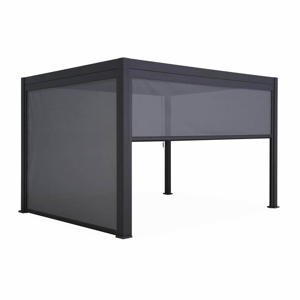 SWEEEK Pergola Bioclimatique gris anthracite 4x3m, aluminium à lames orientables + store 3m + store 4m