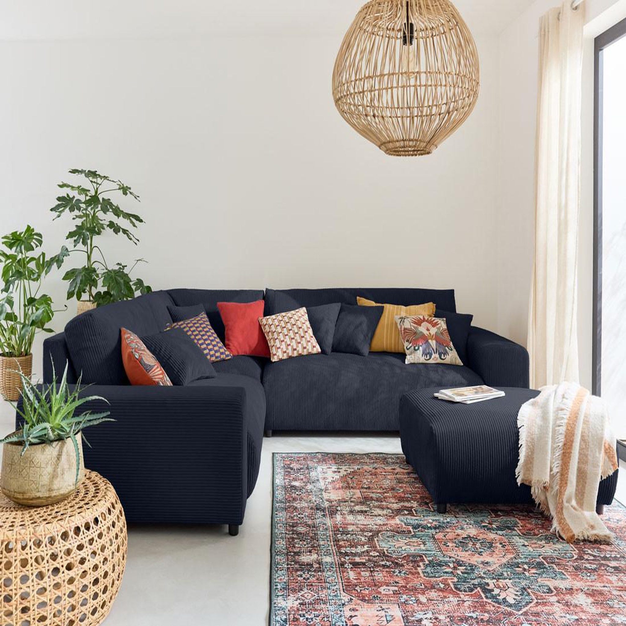 Voir la diapositive 2 : BEST MOBILIER Garance - module d'assise 2 places avec accoudoir gauche - en velours côtelé