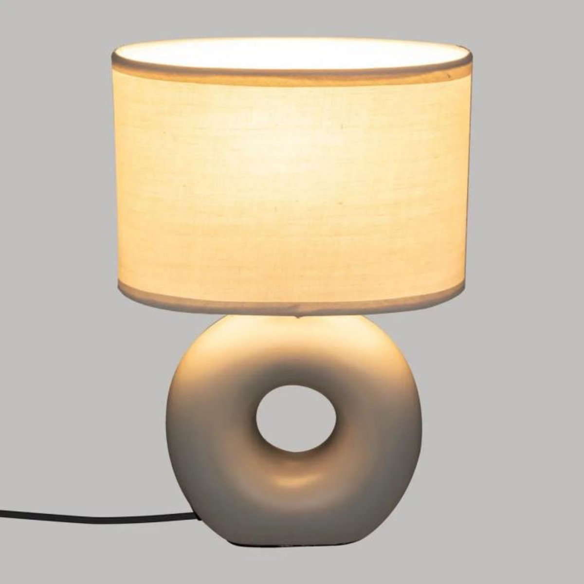 ATMOSPHERA Lampe à Poser Ronde  Baru  25cm Gris Clair Mat