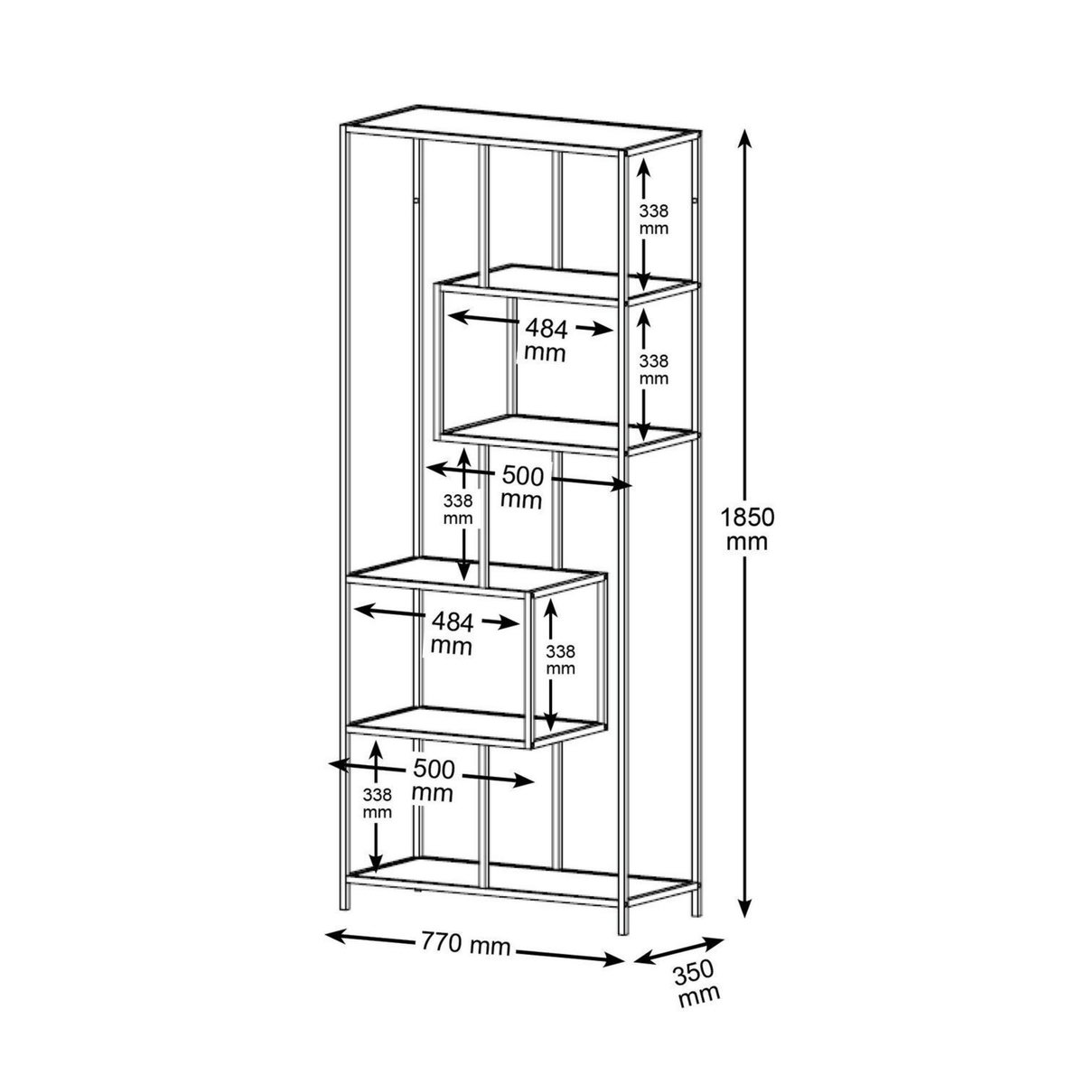 TOILINUX Bibliothèque 5 étagères asymétriques en MDF et métal