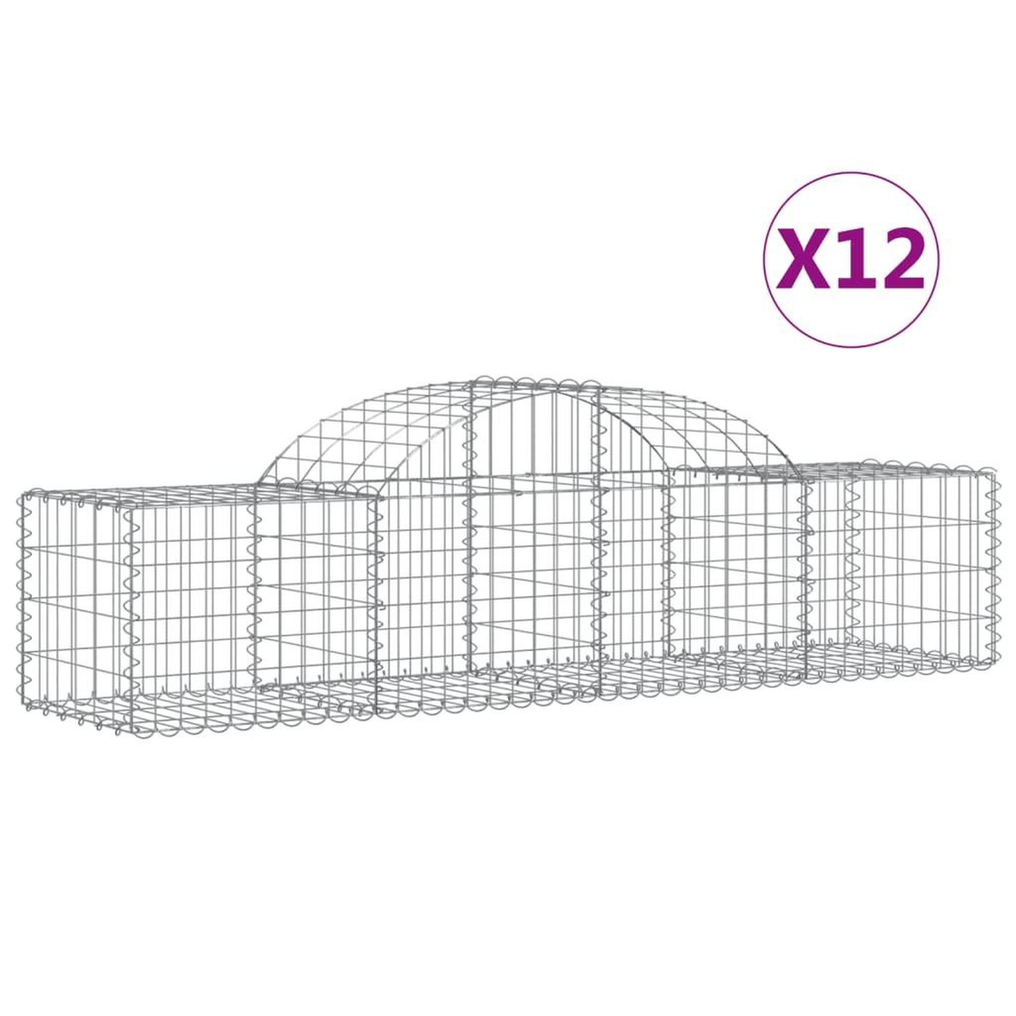 Voir la diapositive 2 : VIDAXL Paniers a gabions arques 12 pcs 200x50x40/60 cm fer galvanise