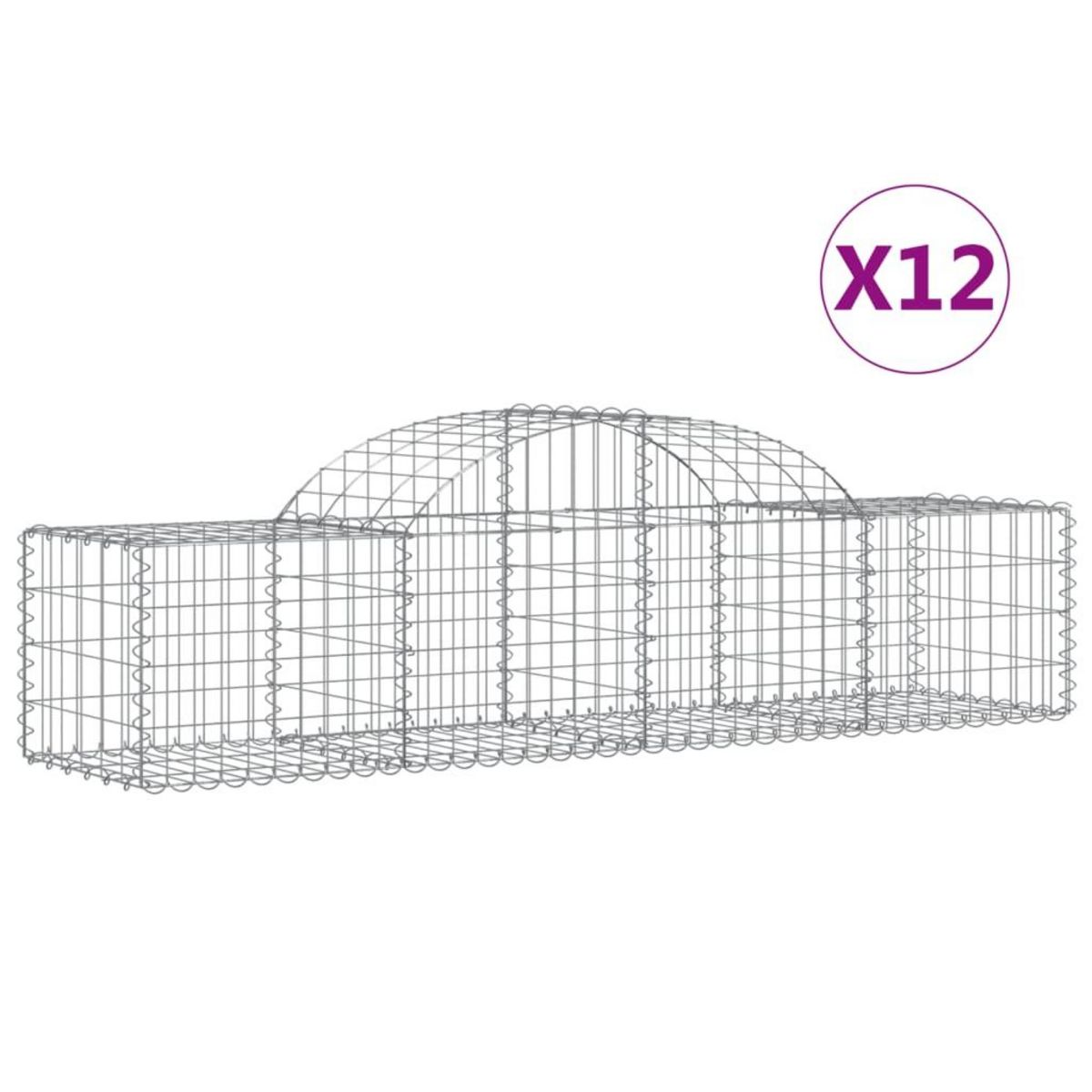 VIDAXL Paniers a gabions arques 12 pcs 200x50x40/60 cm fer galvanise