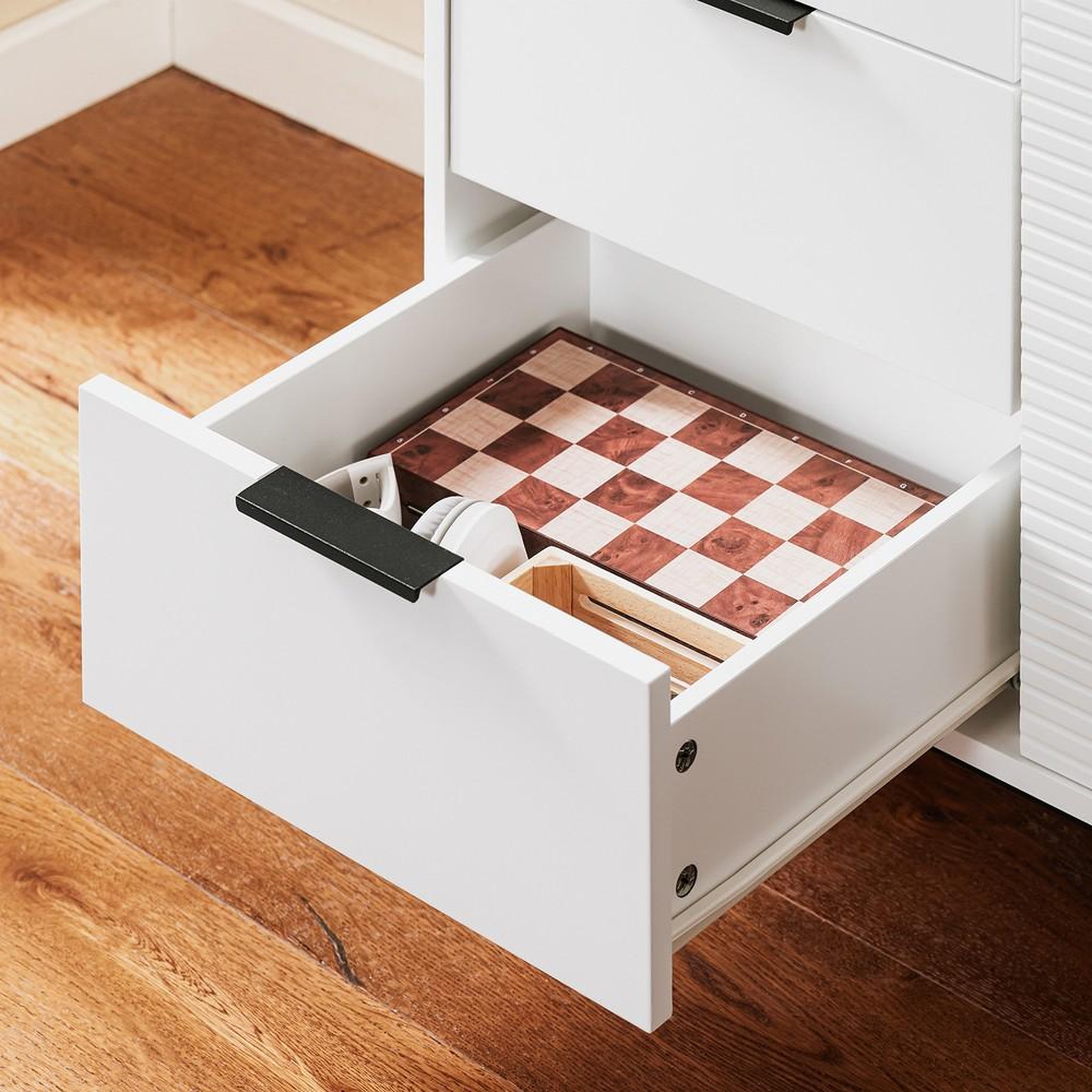 Voir la diapositive 6 : SOBUY SoBuy - Buffet Bas à trois tiroirs - Blanc - 86x40x108cm - Moderne - FSB94-W