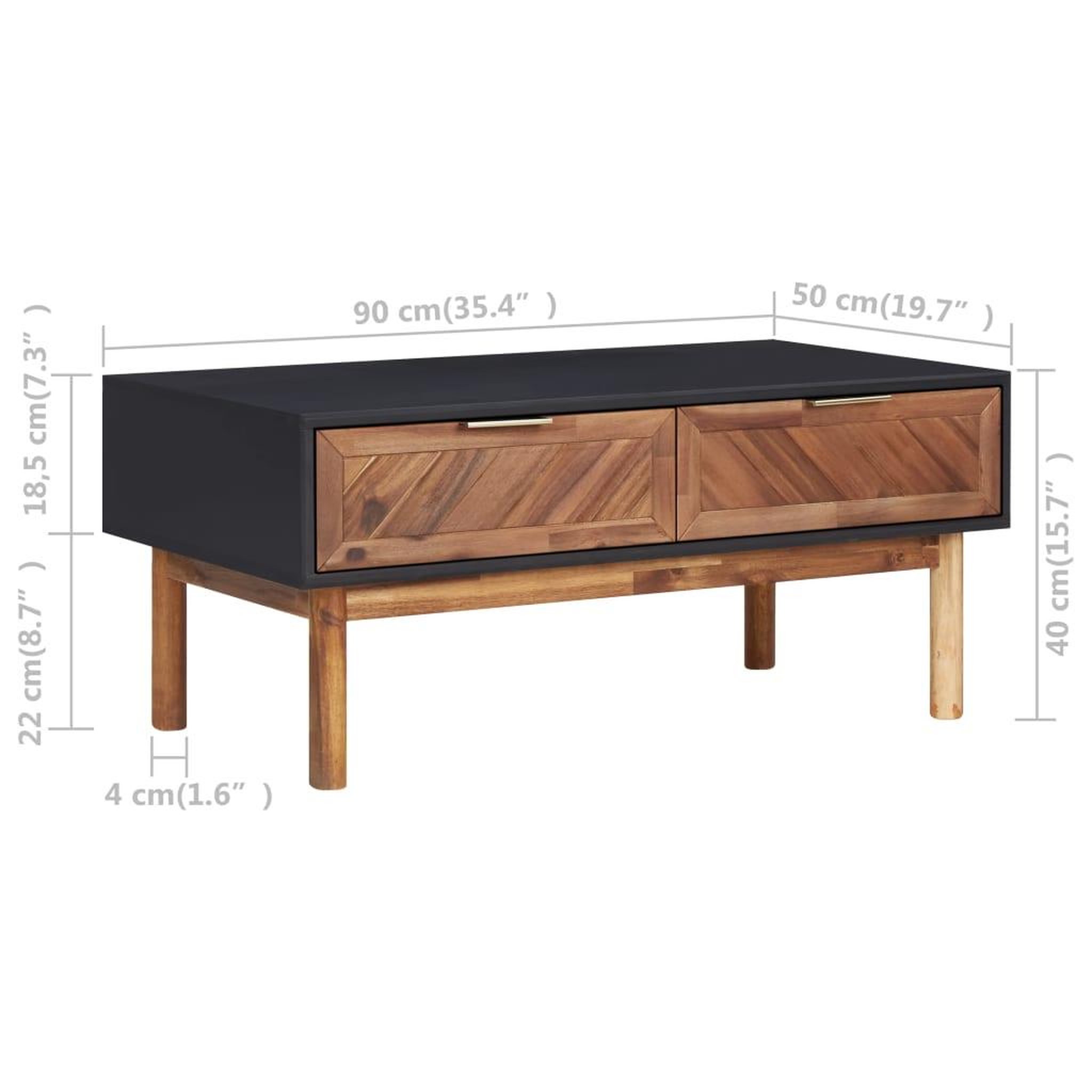 Voir la diapositive 6 : VIDAXL Table basse 90x50x40 cm bois d'acacia massif et mdf