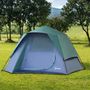 Voir la diapositive 2 : OUTSUNNY Tente pop up montage instantané - tente de camping familiale 3 pers.  - grande porte + 3 fenêtres - dim. 2,5L x 1,94l x 1,6H m fibre verre polyester oxford bleu vert