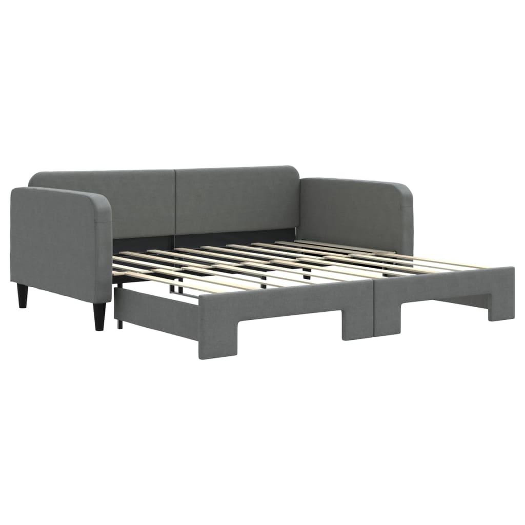 Voir la diapositive 2 : VIDAXL Lit de jour avec gigogne sans matelas gris fonce 90x190 cm