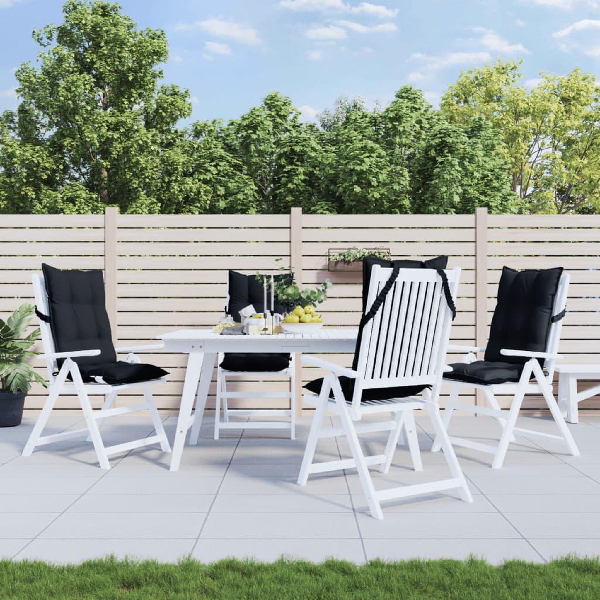 VIDAXL Coussins de chaise a dossier haut lot de 4 noir tissu oxford