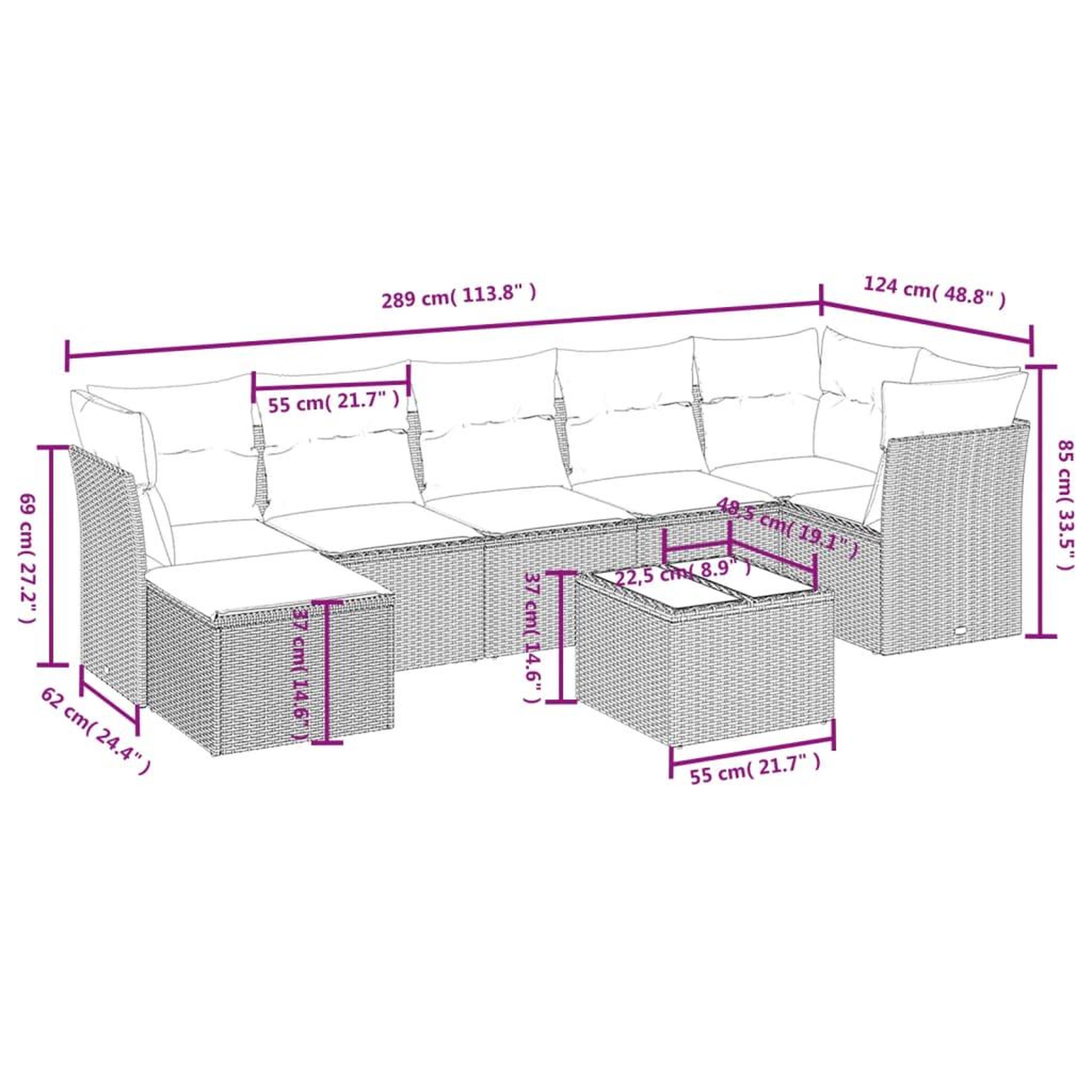 Voir la diapositive 5 : VIDAXL Salon de jardin 8 pcs avec coussins noir resine tressee