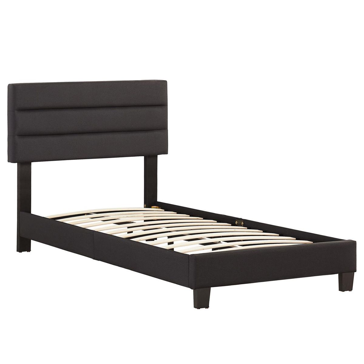 IDIMEX Lit 1 place FLORIDA, 90 x 190 cm, capitonné avec sommier, revêtement en tissu